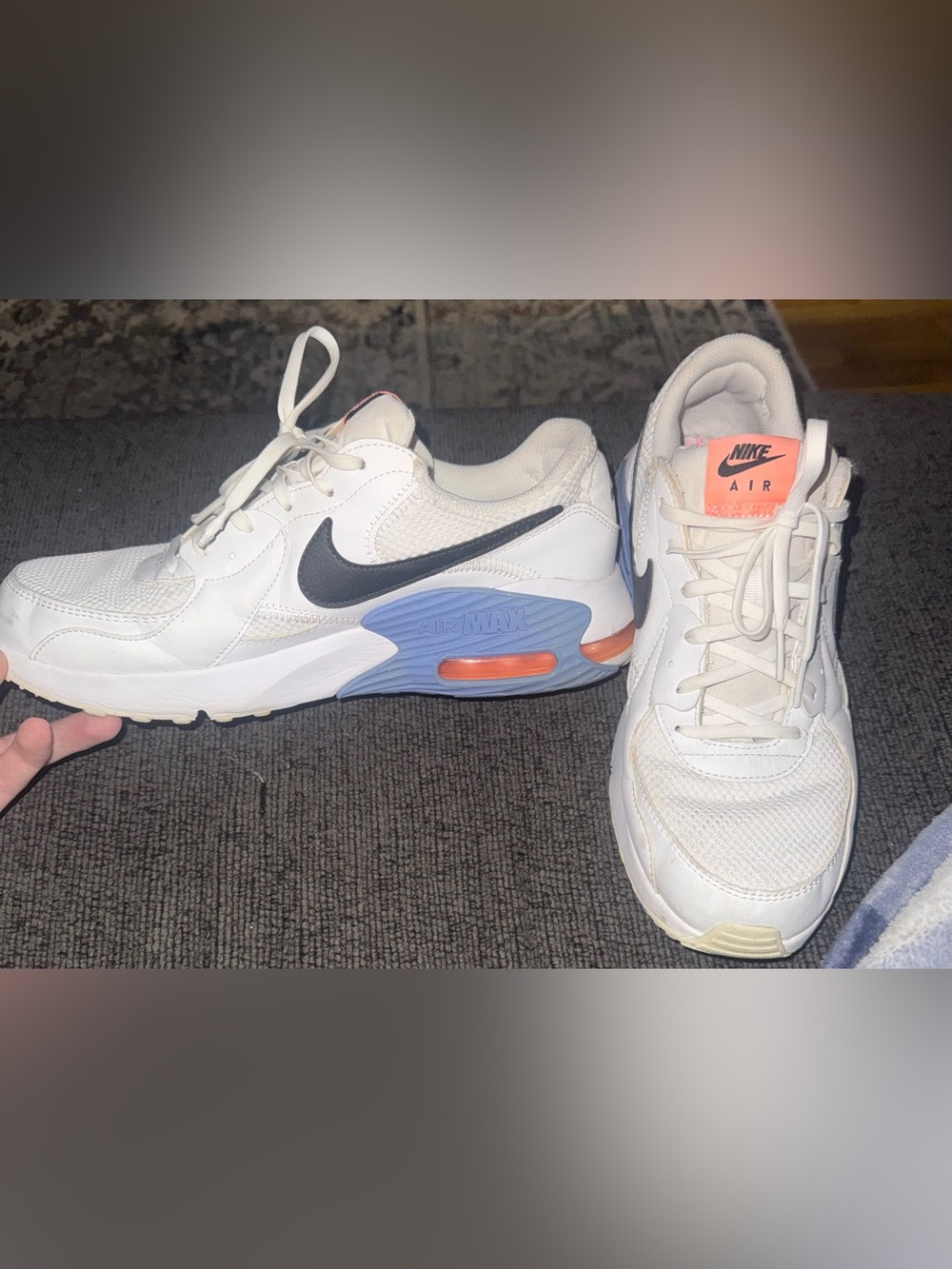 Nike Women’s White Air Max Sneakers with Blue & Orange Accents